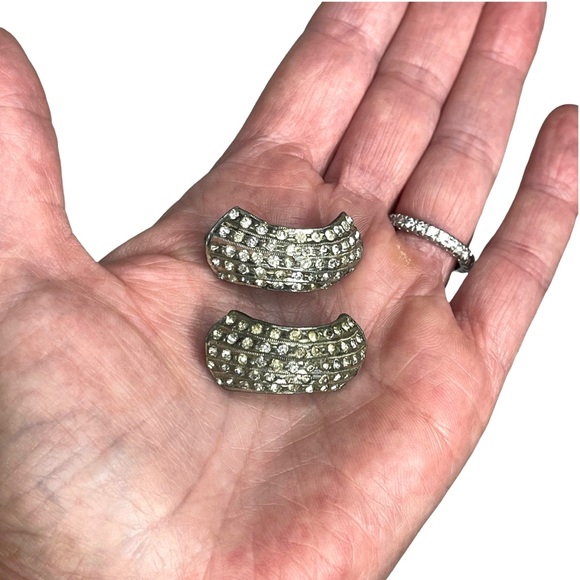 Art Deco Half Hoop Set of 2 Rhinestone Brooches - Picture 7 of 13